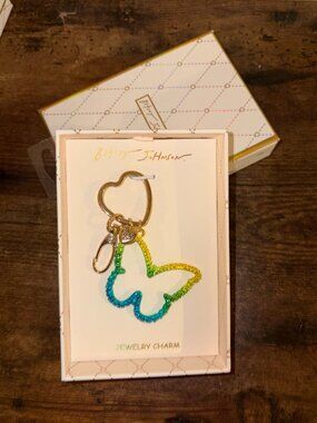 Betsey Johnson Rainbow Butterfly Bag Charm Keychain Gold Tone Jewelry Charm NWT